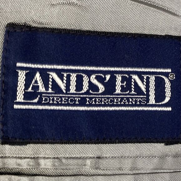 VTG Lands End Men 43L Gray Herringbone Tweed Lamb Wool Blazer Preppy College USA - Picture 8 of 11